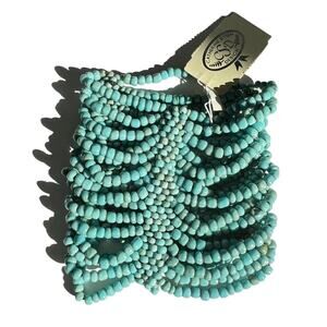 Catherine Stein design seedbead turquoise cuff bracelet NWT